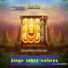 bingo sobre valores para imprimir